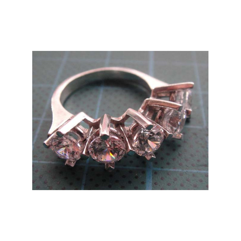Five Stone Zircon Silver Ring_1437