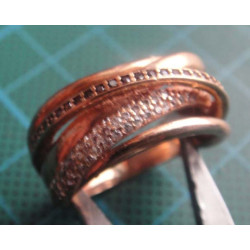 Crossover Spiral Zircon Gold Colored Silver Ring_1439