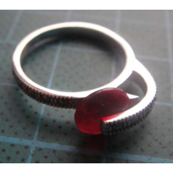 Red Stone Zircon Band Silver Ring_1441