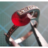 Red Stone Zircon Band Silver Ring_1441