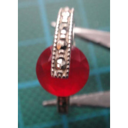 Red Stone Zircon Band Silver Ring_1441