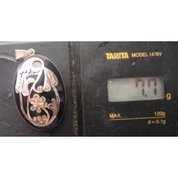 Oltu Taş Üzeri Gümüş İşlemeli Kolye Ucu_1906