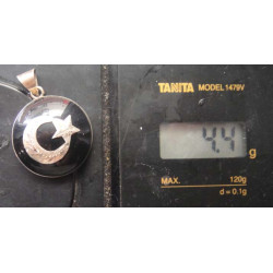 Oltu Taş Üzeri Gümüş TÜRK BAYRAĞI İşlemeli Kolye Ucu_1909