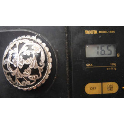 Oltu Taşlı İşlemeli Gümüş Broş_277