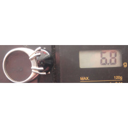 Doğal Siyah Taşlı Gümüş Yüzük_1455