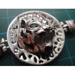 Leopar Desenli Gümüş Bileklik_867