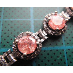 Doğal Pembe Taşlı Gümüş Bileklik_896