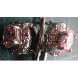 Pembe Taşlı Gümüş Küpe_457