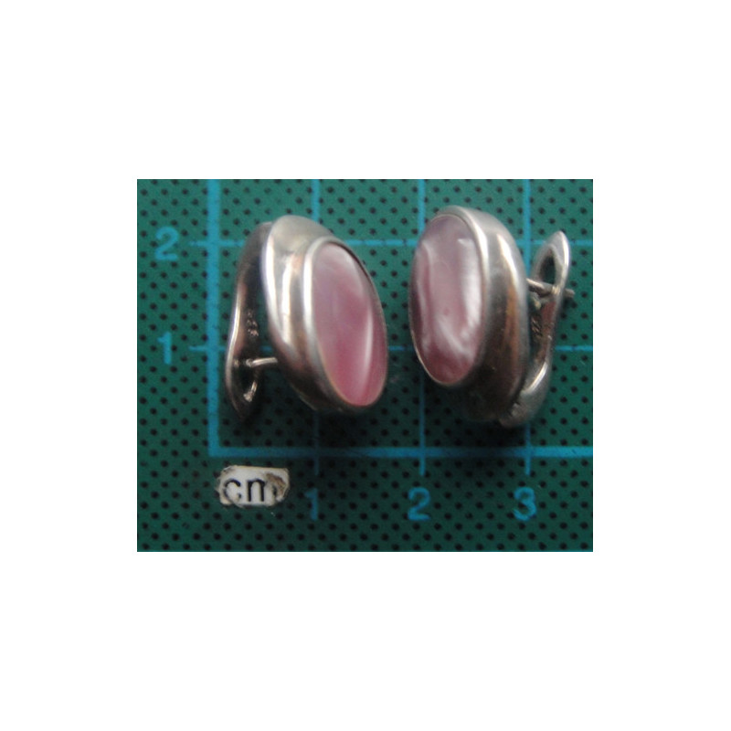 Pembe Taşlı Gümüş Küpe_477