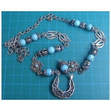 Fligree Turquoise Necklace_125